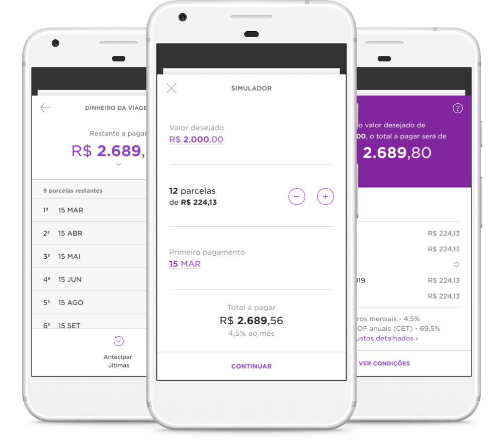 Nubank personal loan main screen, nubank.com.br
