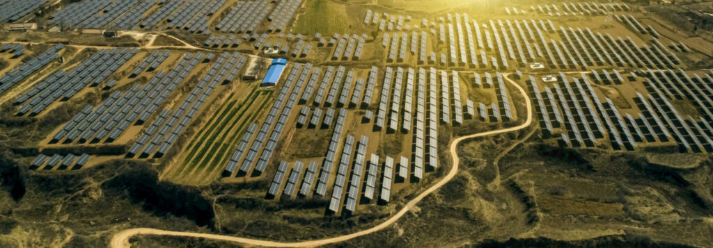 Aerial photography of outdoor solar photovoltaic base